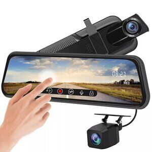 Backup Camera 10 inch Mirror Dash Cam Dual Lens Front Rear Dash Camera 1080P
